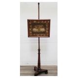 Vintage needlepoint mahogany pole screen