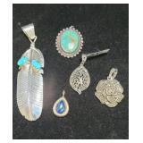 5 Sterling silver (925) pendants