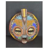 Handcarved wood beaded wall mask