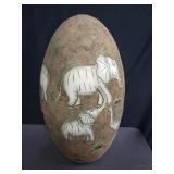Large contemporary elephant & flower ceramic egg
