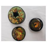 Group of 3 signed hand painted Russian laquer