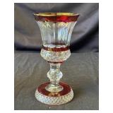 Vintage ruby cranberry glass pedestal vase