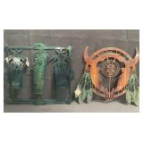 Pair of American Indian metal wall decorations