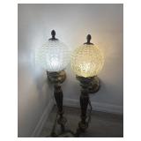 Pair of large French bronze & glass sconces