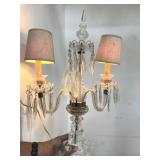 Antique cut glass 2-arm electric candelabra lamp