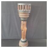 Antique wood wheel axle plant stand
