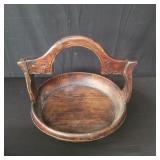 Vintage Asian wood and brass basket