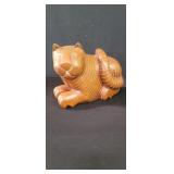 Carved wood cat with secret compartment