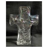 Iridescent glass cross with mother/child