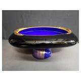 Large signed hand blown glass bowl