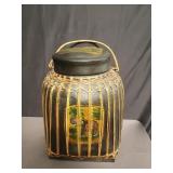 Large rattan & paper mache rice storage container