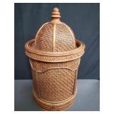 Contemporary wood storage basket