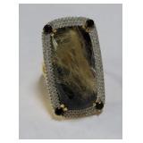 Rutilated smoky quartz & sterling silver ring