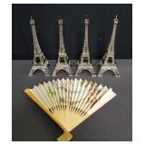 4 metal Eiffel Tower sculptures