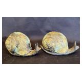 Pair of vintage metal snail incense burners