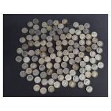 Group of 121 1920-1987 silver dimes PB