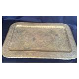 Vintage engraved brass tray
