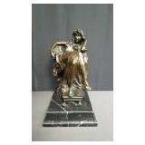 Bellows bronze sculpture on marble base