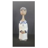 Signed Deeg Scandinavian large pottery girl