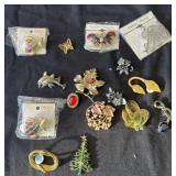 Group of costume jewelry pins