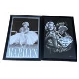 Pair of framed Marilyn Monroe art prints