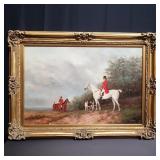 Signed oil on canvas Hunt scene
