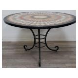 Mosaic marble top on iron base round table