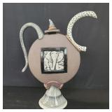Signed contemporary ceramic tea pot decoration