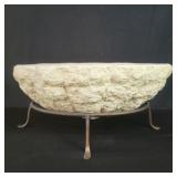 Contemporary Large chalk bowl on a iron rack