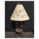 Vintage metal bird cage table lamp