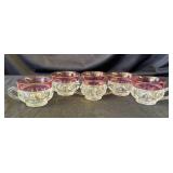 5 Vintage ruby red King Crown glass tea cups