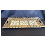 Vintage MCM wood & tile serving tray