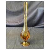 Vintage hand blown amber glass vase