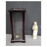 Antique Asian pottery figurine with display case