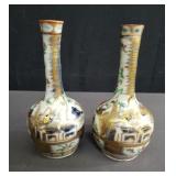 Pair of vintage Asian hand painted porcelain vases