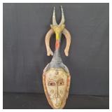 Vintage carved wood African wall mask
