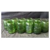 Group of 10 vintage green glasses
