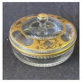 Vintage Heisey hand painted glass candy dish