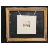 Embossed etching framed with COA
