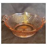 Vintage pink depression glass bowl