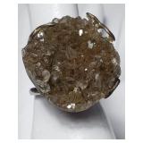 Sterling silver smoky quarts ring sz8 14.8g