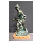 Bronze sculpture on marble base