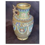 Vintage Asian cloisonnï¿½ brass urn