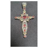 Sterling silver (925) & marked 18k cross pendant