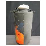 Signed hand painted lidded ceramic jar