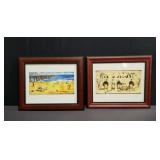 Pair of pencil signed prints