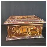 Vintage inlaid box with hinged lid
