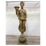 French gilt carved wood antique statue life