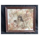 Framed signed acrylic on canvas Native American