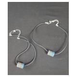 Sterling silver and leather with rainbow calsilica